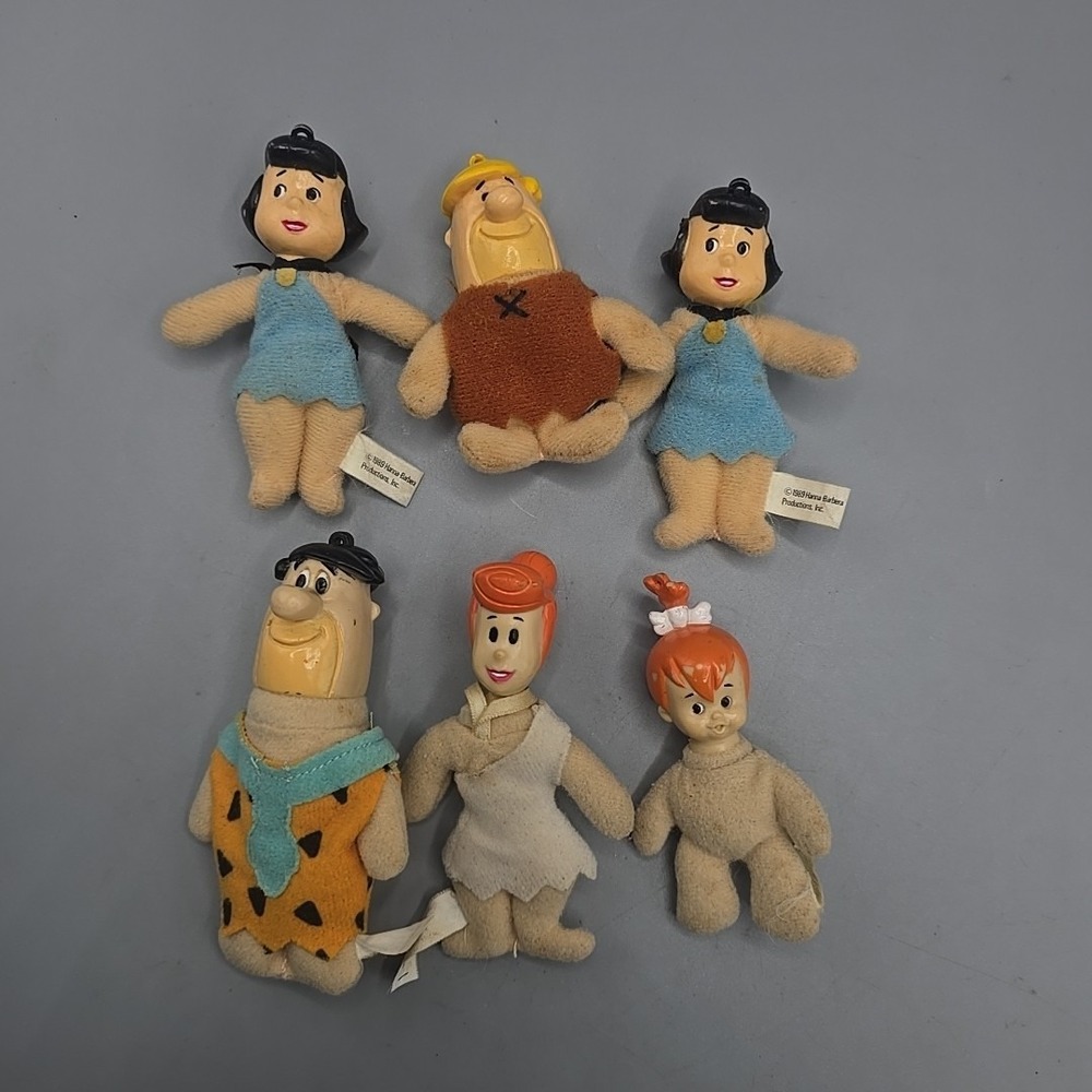 Denny's 1989 - The Flintstones Plush Ornaments Set of 6 Betty Fred Wilma Vtg